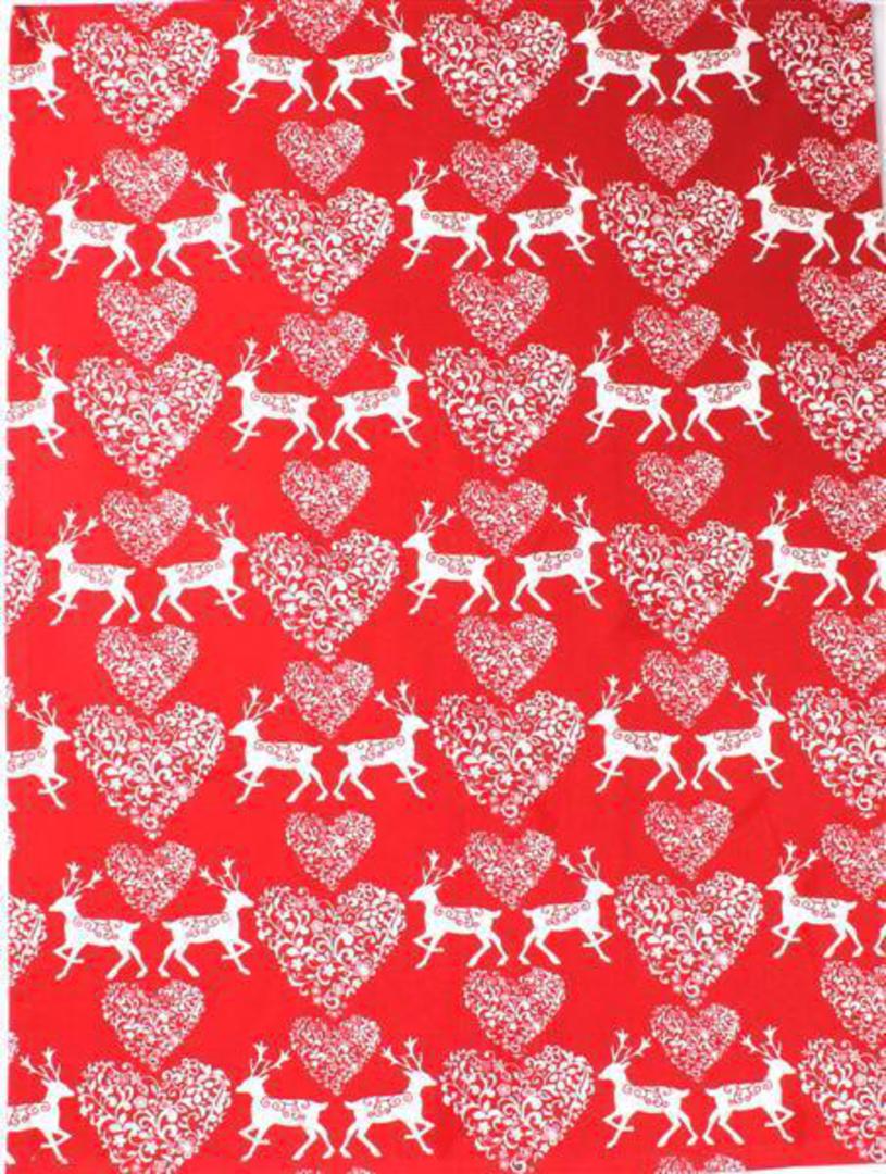 Tea towel Christmas hearts red Code:T/T-CH/HEA image 0